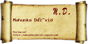 Mahunka Dávid névjegykártya